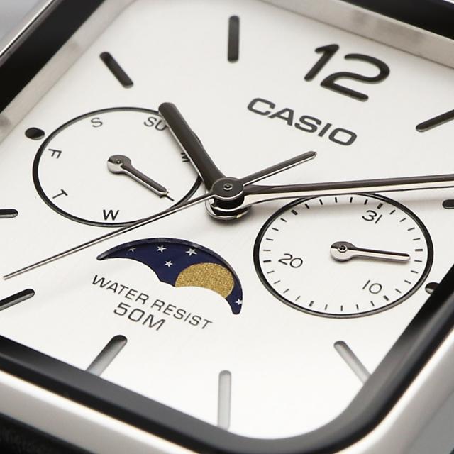 CASIO 腕時計 カシオ チープカシオ 海外モデル ムーンフェイズ ホワイト 白色 レザーベルト メンズ ウォッチ MTP-M305L-7A_4