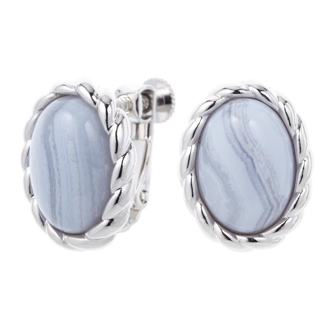 イヤリング カルセドニー 天然石 大粒 シルバー ネジ スクリュー シンプル デイリーの通販は 5,200円