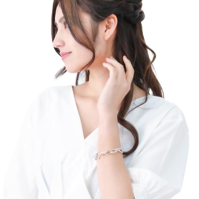 ブレスレット シルバー925 チェーン オーバル 太め ごつめ マンテル シンプル お揃い ペア レディース メンズの通販は