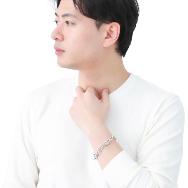 ブレスレット シルバー925 チェーン オーバル 太め ごつめ マンテル シンプル お揃い ペア レディース メンズの通販は