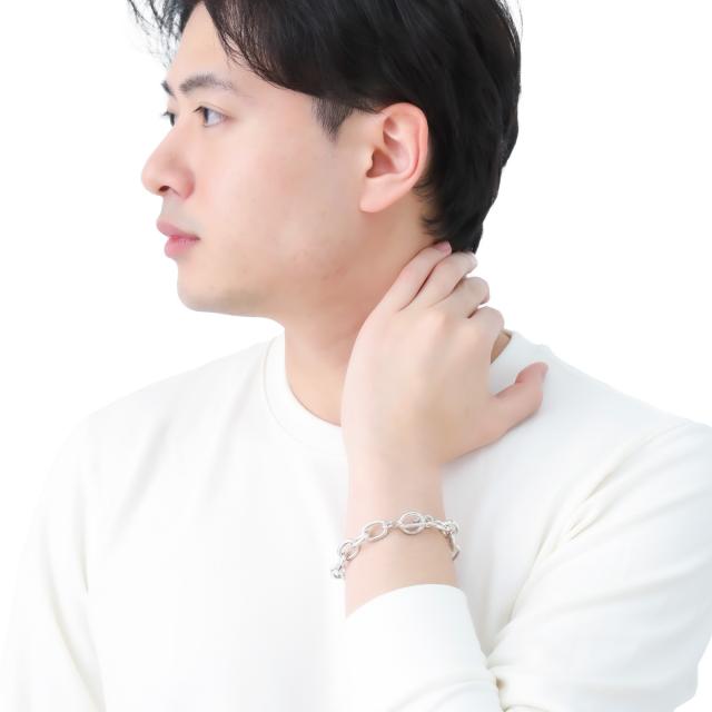 ブレスレット シルバー925 チェーン オーバル 太め ごつめ マンテル シンプル お揃い ペア レディース メンズの通販は