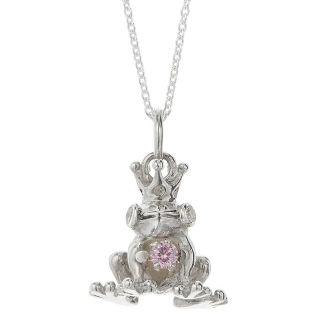 ネックレス ペンダント レディース メンズ シルバー925 キュービックジルコニア カエル 蛙 王冠 個性的 ユニーク 金属アレルギー対応の通販は