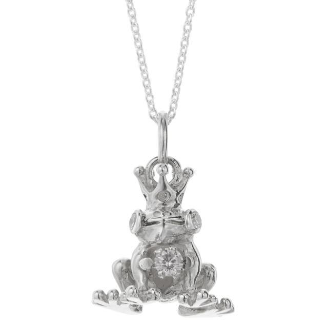 ネックレス ペンダント レディース メンズ シルバー925 キュービックジルコニア カエル 蛙 王冠 個性的 ユニーク 金属アレルギー対応の通販は