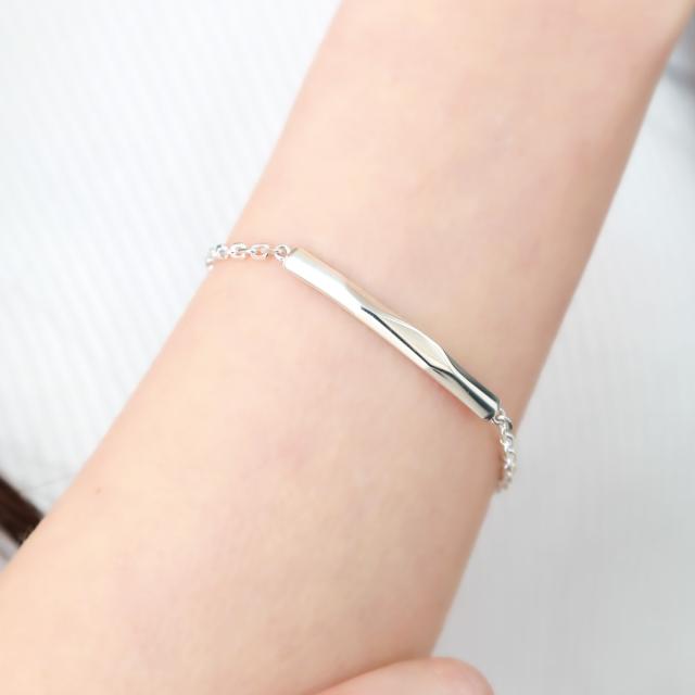 ブレスレット レディース メンズ シルバー925 プレート 艶 アズキチェーン 小豆 シンプル 上品 お揃い ペアにも 金属アレルギー対応_3