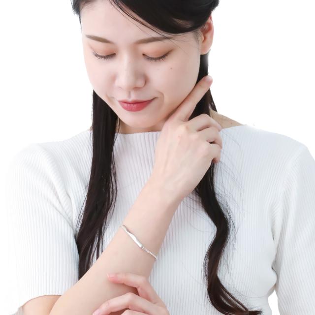 ブレスレット レディース メンズ シルバー925 プレート 艶 アズキチェーン 小豆 シンプル 上品 お揃い ペアにも 金属アレルギー対応_5