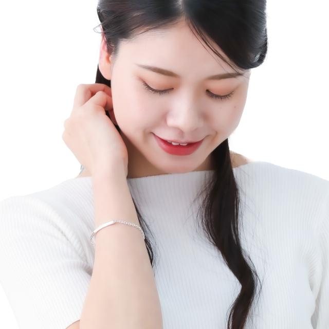 ブレスレット レディース メンズ シルバー925 プレート 艶 アズキチェーン 小豆 シンプル 上品 お揃い ペアにも 金属アレルギー対応_6