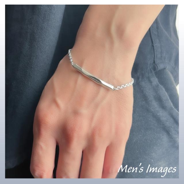 ブレスレット レディース メンズ シルバー925 プレート 艶 アズキチェーン 小豆 シンプル 上品 お揃い ペアにも 金属アレルギー対応_7