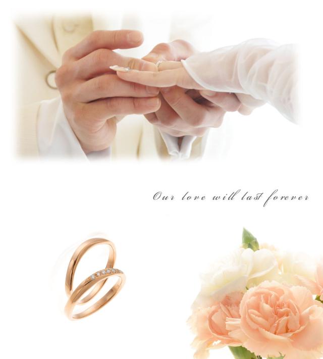 ペアリング シルバー925 K18PG仕上げ ダイヤモンド 甲丸 ツヤ有り マリッジリング 結婚指輪 沖縄製 ペアリング シルバー925製 ダイヤモンド マリッジリング 結婚指輪 甲丸