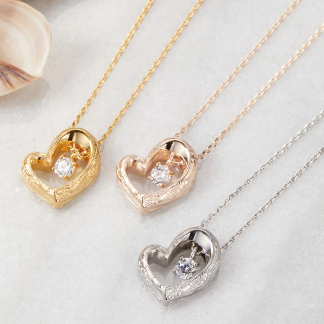 ペンダント ネックレス レディース サージカルステンレス316L ハワイアンジュエリー ハワジュ オープンハート プルメリア 花 スクロール 波 ワンストーン お肌に優しい 金属アレルギー対応 金アレ 誕生日 記念日 プレゼント ギフト 送料無料の通販は