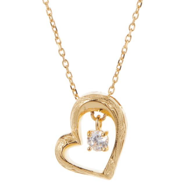 ペンダント ネックレス レディース サージカルステンレス316L ハワイアンジュエリー ハワジュ オープンハート プルメリア 花 スクロール 波 ワンストーン お肌に優しい 金属アレルギー対応 金アレ 誕生日 記念日 プレゼント ギフト 送料無料の通販は