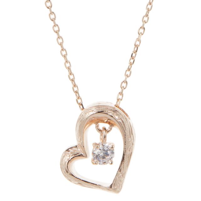 ペンダント ネックレス レディース サージカルステンレス316L ハワイアンジュエリー ハワジュ オープンハート プルメリア 花 スクロール 波 ワンストーン お肌に優しい 金属アレルギー対応 金アレ 誕生日 記念日 プレゼント ギフト 送料無料の通販は