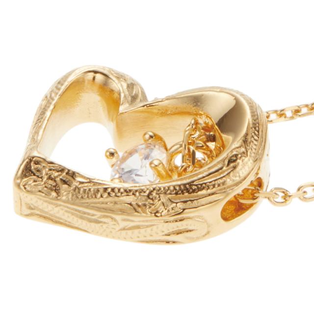 ペンダント ネックレス レディース サージカルステンレス316L ハワイアンジュエリー ハワジュ オープンハート プルメリア 花 スクロール 波 ワンストーン お肌に優しい 金属アレルギー対応 金アレ 誕生日 記念日 プレゼント ギフト 送料無料の通販は