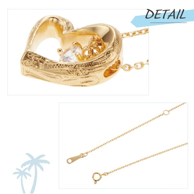 ペンダント ネックレス レディース サージカルステンレス316L ハワイアンジュエリー ハワジュ オープンハート プルメリア 花 スクロール 波 ワンストーン お肌に優しい 金属アレルギー対応 金アレ 誕生日 記念日 プレゼント ギフト 送料無料の通販は