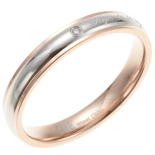 リング レディース メッセージが刻印されたリング サージカルステンレス 一粒天然ダイヤモンド 女性用 ローズゴールド 送料無料 金属アレルギー対応 プレゼント 秋冬 大人気の通販は