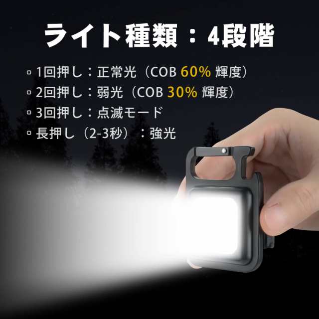 LED 投光器 懐中電灯 COB 作業灯 USB充電式 キーホルダー式 超ミニ 45g 小型 軽量 高輝度 3種点灯モード IPX4防水 強力磁石付き  緊急照明の通販はau PAY マーケット - サンズ商店 | au PAY マーケット－通販サイト