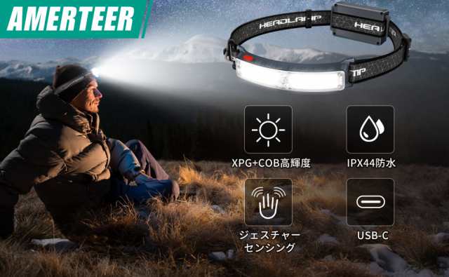 期間限定送料無料】 AMERTEER XPG COB 高輝度 LED ヘッドライト usb-c