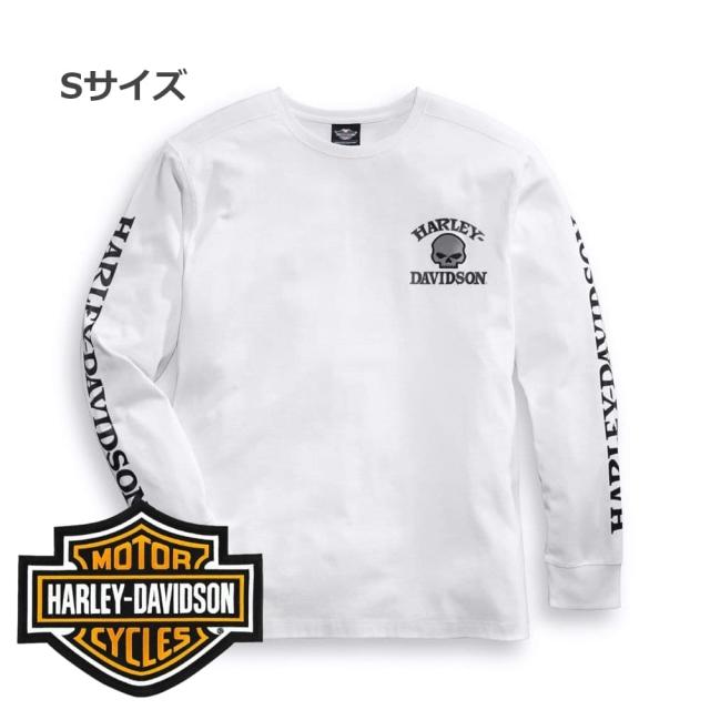 ハーレーダビッドソン 純正 メンズ スカル・ロングスリーブTシャツ ホワイト 99092-14VM バイク用品 ばいく 純正 Tシャツ 長袖 ノースリーブ 白