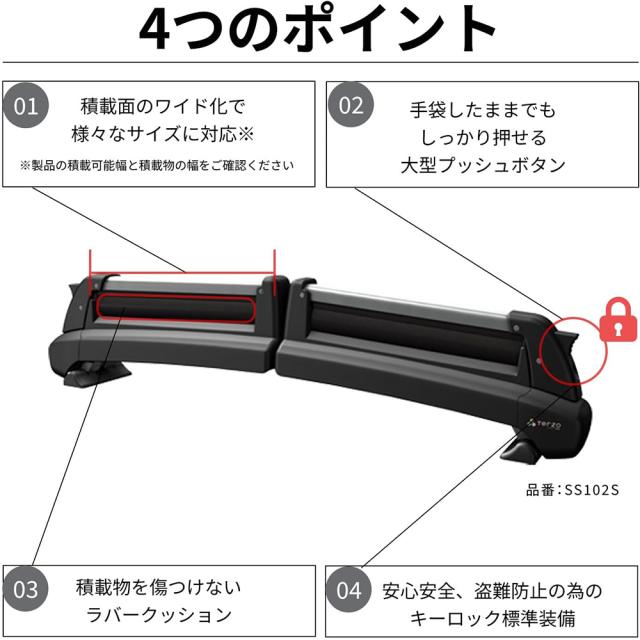PIAA Terzo(テルッツォ) スキー・スノーボードキャリア TULIPA-G4 両側開き 盗難防止機能付 シルバー