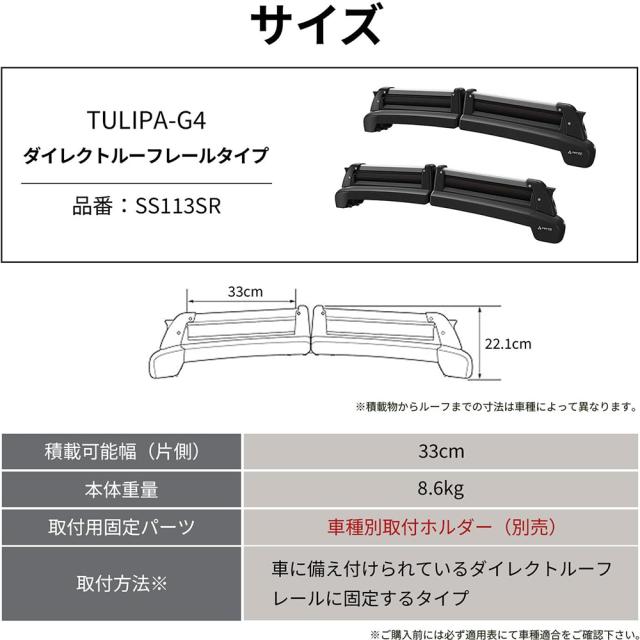 PIAA Terzo(テルッツォ) スキー・スノーボードキャリア TULIPA-G4 両側開き 盗難防止機能付 シルバー