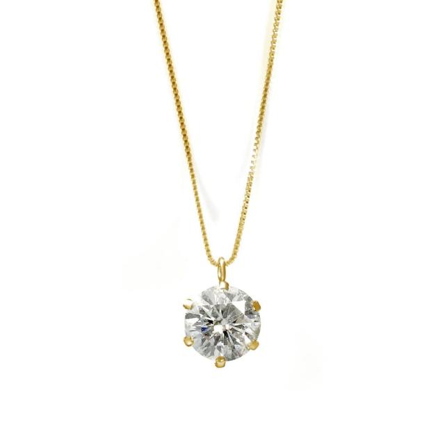 【訳あり特価】 K18YG 天然ダイヤモンド 1ct 6本爪 18金ゴールドネックレス TDLカード鑑別書付 ジュエリー アクセサリー ファッション小物 数量限定 特別価格 ケース付き 贈り物 日本_1