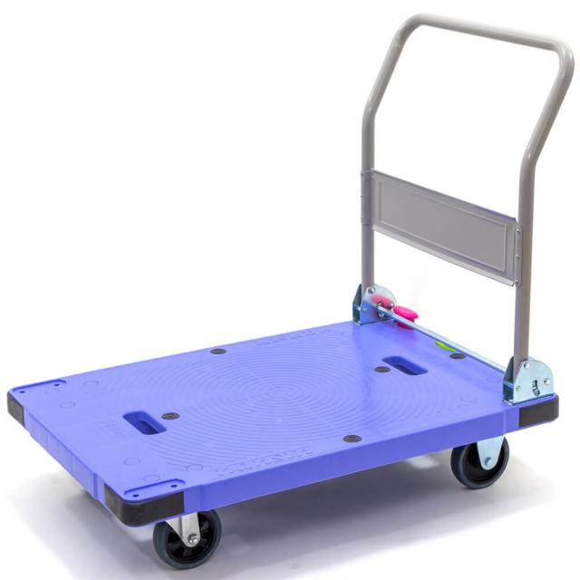 ナンシン 樹脂製運搬車 微音 プッシュブレーキ DSK-301B2 なんしん カート 台車 かご車 薄型 収納 ブレーキ付_1