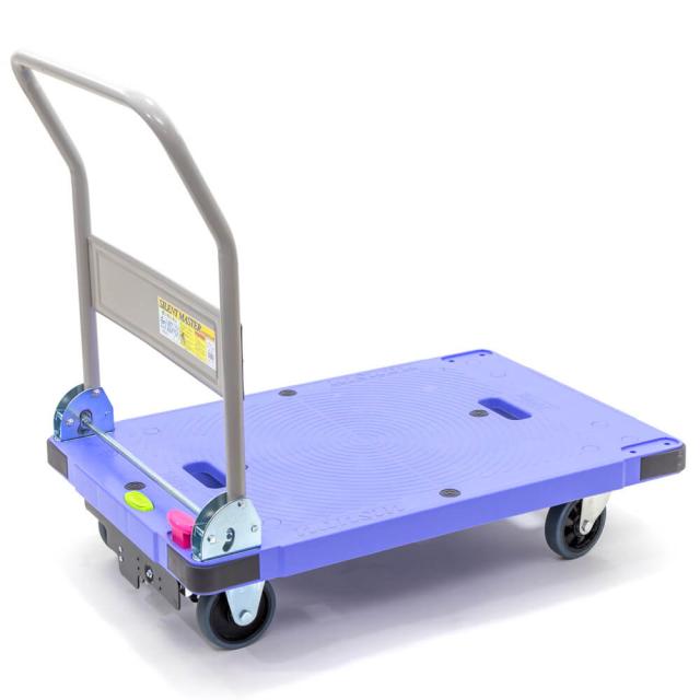ナンシン 樹脂製運搬車 微音 プッシュブレーキ DSK-301B2 なんしん カート 台車 かご車 薄型 収納 ブレーキ付_3