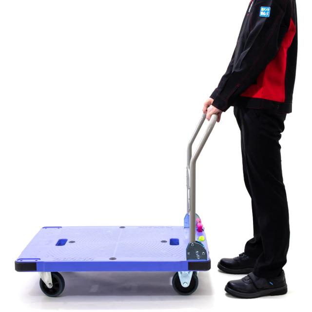 ナンシン 樹脂製運搬車 微音 プッシュブレーキ DSK-301B2 なんしん カート 台車 かご車 薄型 収納 ブレーキ付_6