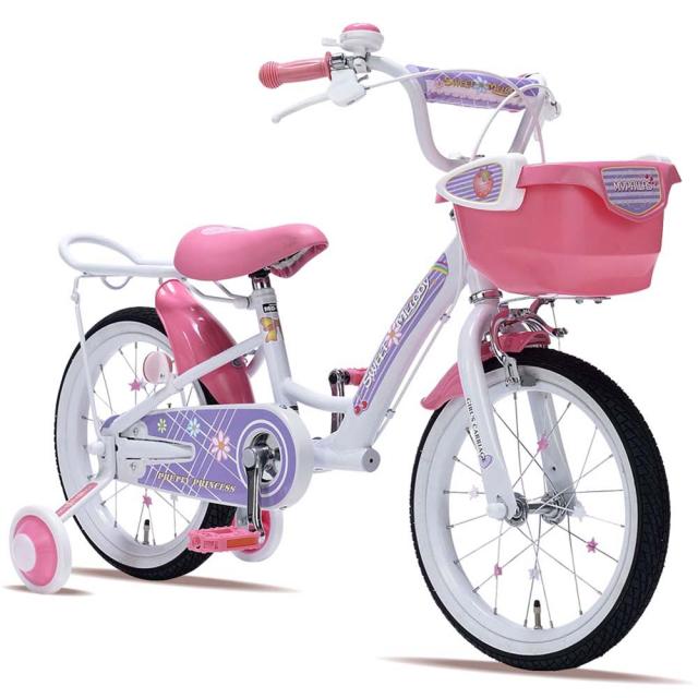 子供用自転車16 補助輪付 女の子用 MD-12 4色 ラベンダー