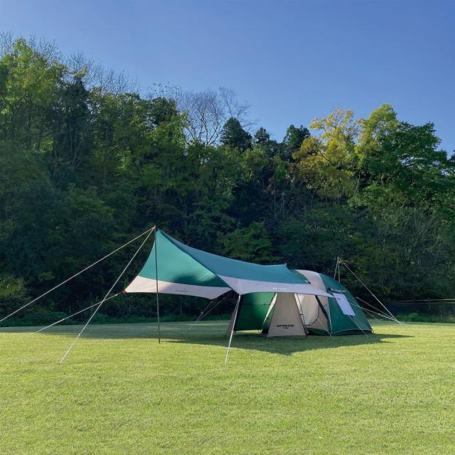 アウトドア レジャー テント タープ キャンプ BBQ キャプテンスタッグ タープ延長ベルトセット GREEN PACKAGE CSツールームドームテントタープセット+ 3〜4人用 UZ-13231