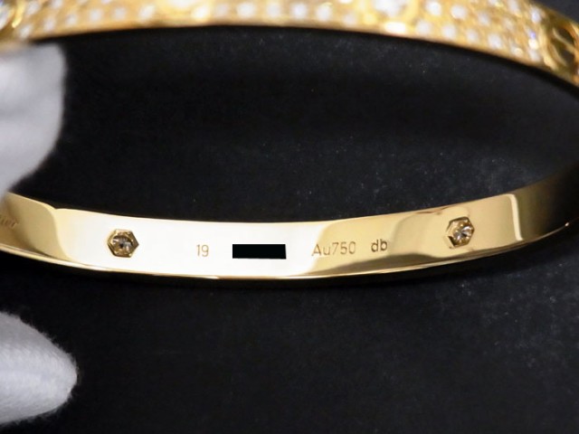 中古】 CARTIER カルティエ ラブブレス ハーフダイヤ アフターパヴェ ...