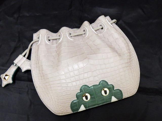 【新品同様 S品】 CIVINILE チビナイル CROCODILE クロコダイル ワニマル 巾着バッグ ポーチ クラッチバッグ