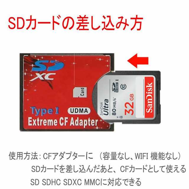 SDカード to CFカード 2枚セット TypeI 変換 アダプター 手持ちのSD