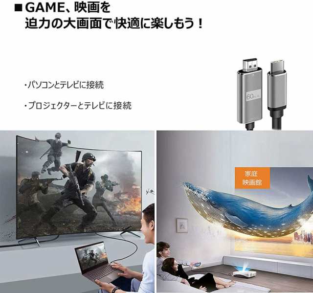 USB Type C to HDMI接続ケーブル 1.8M 4K 60Hz USB3.1 高解像度 Type C