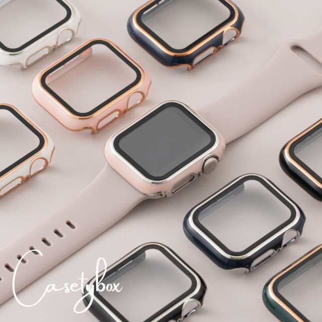 アップルウォッチ カバー ケース ライン apple watch ガラス付き 強化ガラス かわいい おしゃれ 8 7 6 SE 5 4 38mm  40mm 41mm 42mm 44mm ｜au PAY マーケット