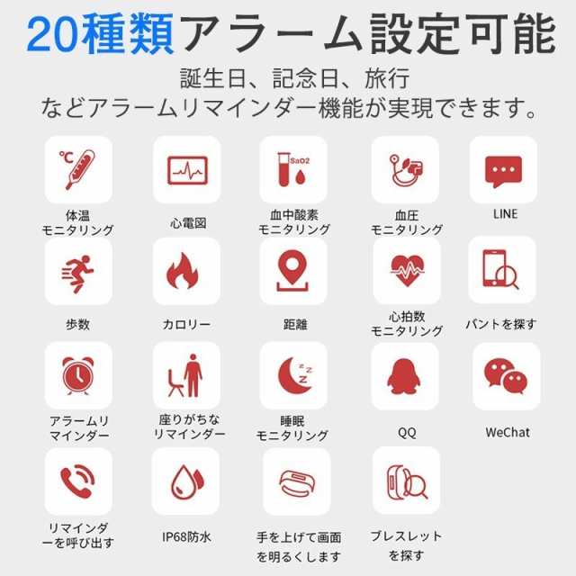 送料無料 」スマートウォッチ 心電図ECG PPG 日本製センサー時間体温監視血圧/心拍/歩数 体調管理LINEメール 歩数計 睡眠 IP68防水心拍の通販はau  PAY マーケット - 電子部品商店 au PAY マーケット店