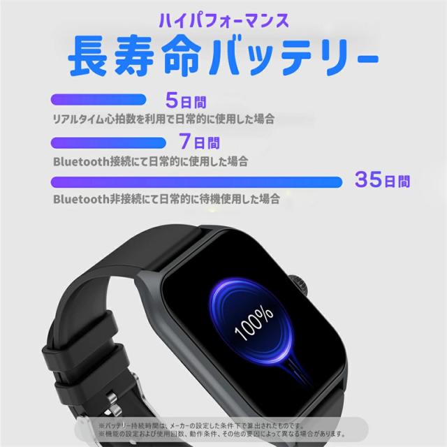 スマートウォッチ 通話機能 技適認定 スマートブレスレット 1.85インチ 