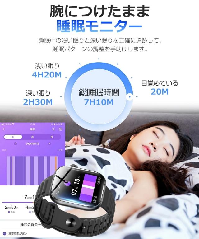 スマートウォッチ 通話機能付属 着信通知 ipx67防水 心拍計 血圧計 