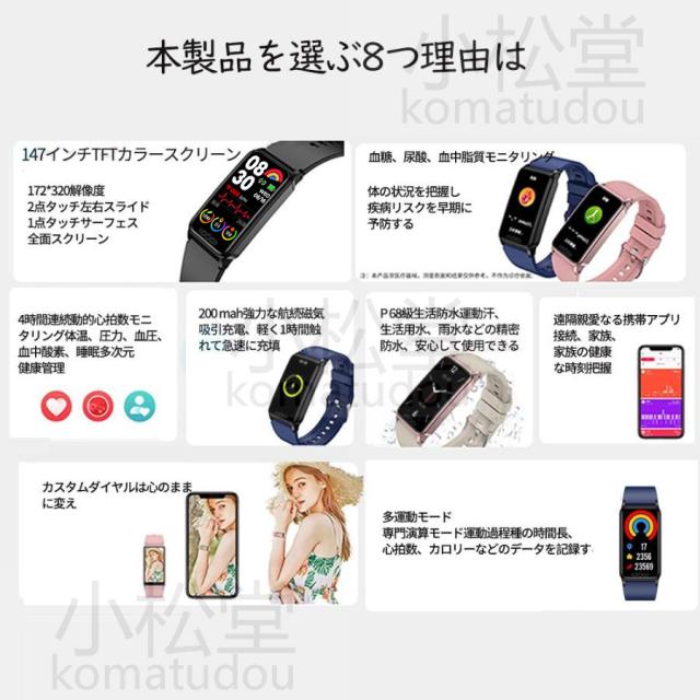 スマートウォッチ 血糖値 日本製センサー 尿酸値 血圧測定 血中酸素 