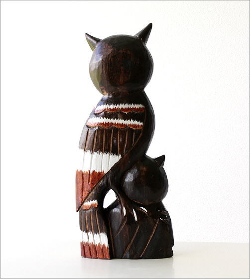 フクロウ　ミミズク　梟　オブジェ　置物　インテリア みみずく ミミズク 梟 フクロウ 日山銘 木彫 置物 木彫り