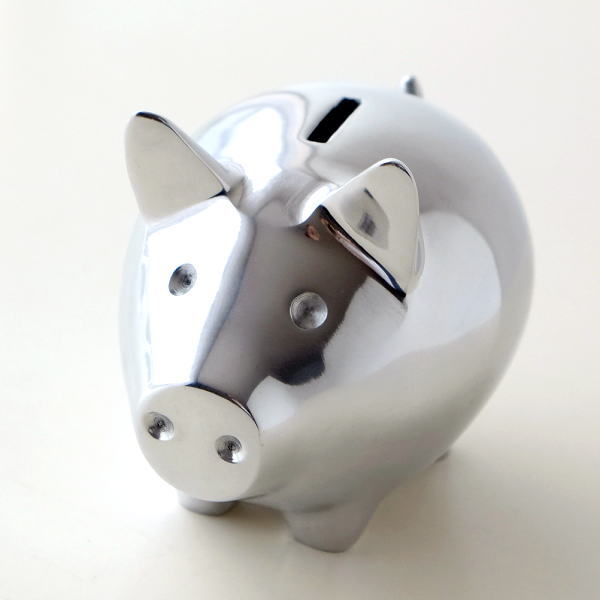 貯金箱 ぶた アルミ製 かわいい おしゃれ シルバー アルミコインバンク ブタの通販はau Pay マーケット ギギliving