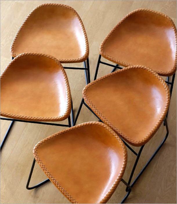 本革スツール レザースツール 本革椅子 スリム 軽量 アイアン