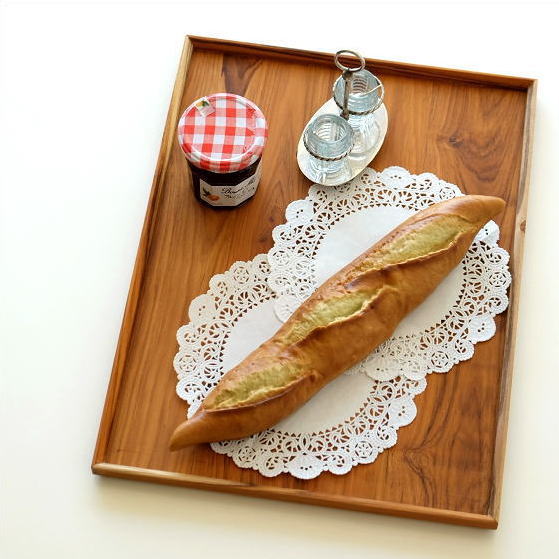 トレー トレイ 木製 お盆 チーク材 オリーブオイル仕上げ 天然木 シンプル 木目 カフェ 北欧 ナチュラル チークスタックトレーXLの通販は 5,422円