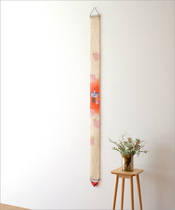 タペストリー おしゃれ 和風 モダン 麻 縦長 細タペストリー 立雛の通販はau Pay マーケット ギギliving