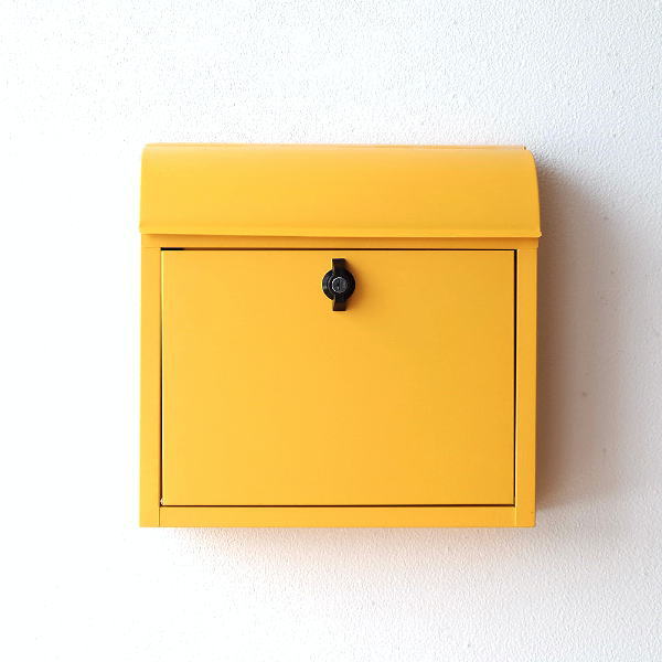 ポスト 郵便ポスト 郵便受け おしゃれ 新聞受け 北欧 壁掛け 壁付け 玄関 レトロ アイアンのルーフィングポスト イエローの通販は
