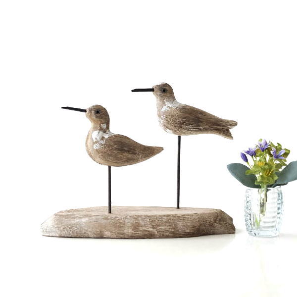 鳥 置物 オブジェ 雑貨 木製 かわいい おしゃれ ウッド オブジェ ウッドオブジェ アンティーク ナチュラルウッドのペアバードの通販はau Pay マーケット ギギliving