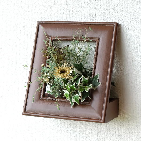 花台 おしゃれ 木製 額縁 壁掛け フレーム かわいい アンティーク カントリー ブラウン オブジェ ウッドフラワーフレーム Brの通販はau Pay マーケット ギギliving