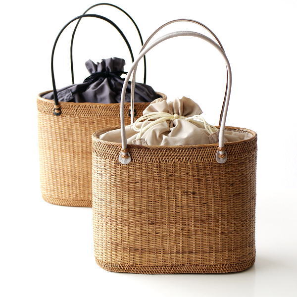 かごバッグ レディース カゴバッグ アタ おしゃれ オーバル型 円柱型 本革 ナチュラル かわいい ソフトアタ オーバルバッグ 2カラーの通販は 13,376円