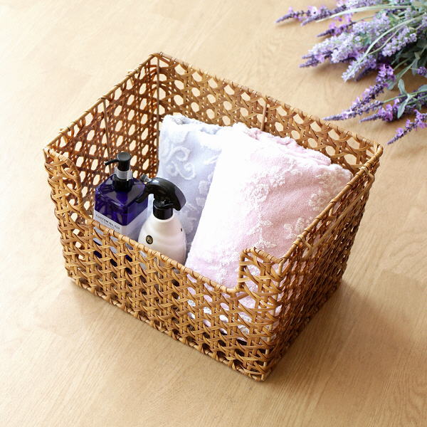 かご カゴ バスケット スタッキング おしゃれ スクエア リビング 編みかご キッチン 収納 フェイクラタンの スタッキングバスケットの通販は