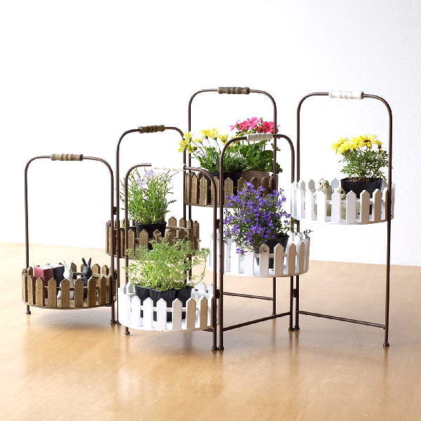 アイアン製 フラワースタンド : 花置き棚 ロースタンド 2点セット set 植木鉢スタンド プランタースタンド フラワースタンド 3段 アイアン製  デザイン 園芸ラック ガーデニング 園芸 エクステリア用品 ホワイト 玄関 置物台 生活雑貨 観葉植物 盆栽スタンド 植物スタンド 鉢植え置き  鉢スタンド