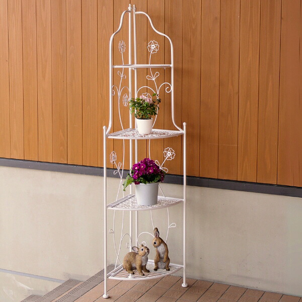 フラワーシェルフ アイアン おしゃれ 花台 コーナーシェルフ フラワー